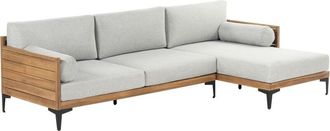 Beliani Sof&aacute; Esquinero De Jard&iacute;n 4 Plazas Exterior De Madera De Acacia Con Cojines Gris Cavezzo