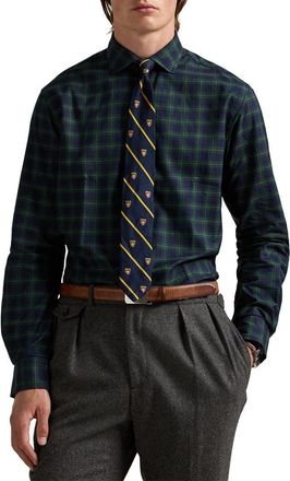 Polo Ralph Lauren Classic Fit Plaid Cotton Twill Button-Up Shirt in Navy Green Multi at Nordstrom, Size Xx-Large