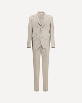 Brunello Cucinelli Hopsack Suit in silk, linen, and wool Male 48