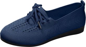 Generic Women Fly Weave Casual Footwear Airy Flat Sole Slip On Walking Shoe Lightweight Comfort Design for Everyday Use (Blue, 6.5)