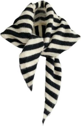 Generic Striped Knitted Triangle Scarf for Women, Y2K Aesthetic Headscarf Shawl, Cozy Neck Warmer, Versatile Head Wrap for Streetwear, Cottagecore Style, Fall