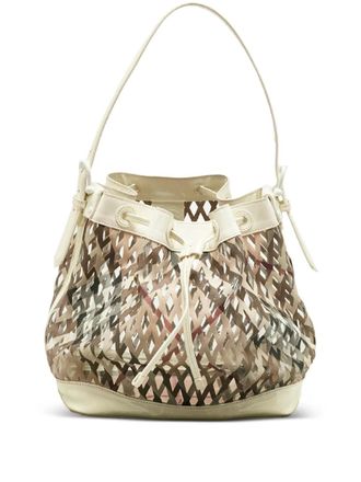 Burberry laser-cut drawstring shoulder bag - White