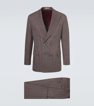 Brunello Cucinelli Herringbone linen and wool suit