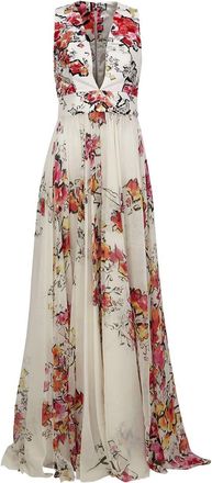 Zuhair Murad floral print flared gown - Bianco
