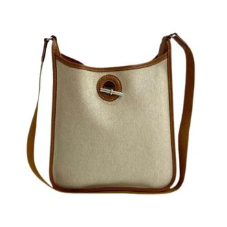 Herm&egrave;s Pre-owned Vespa PM Toile H Bufflesk Shoulder Bag - Dames - Pre-owned - Beige - Maat: ONE Size Leer