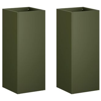 vidaXL Macetero De Jard&iacute;n 2 Uds. Verde Oliva 20 X 20 X 40 Cm Vidaxl