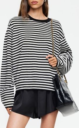 Lioness Olsen Stripe Wool Blend Sweater in Onyx Stripe at Nordstrom, Size X-Small