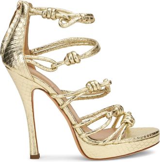 Moschino Sandal with woven straps - female - Moschino - High Heel Sandals - Yellow - 3 UK - Shoes