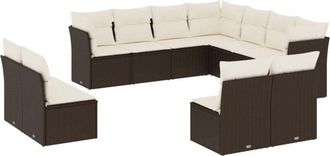 vidaXL Set De Sof&aacute;s De Jard&iacute;n 11 Pzas Cojines Rat&aacute;n Sint&eacute;tico Marr&oacute;n Vidaxl