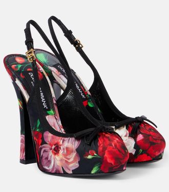 Dolce & Gabbana Vally 105 floral satin slingback pumps