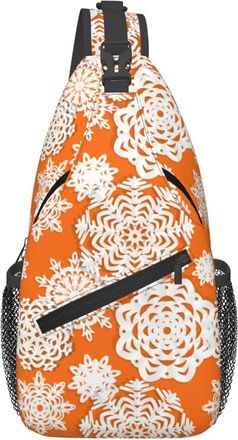 Generic Appliqu&eacute; Christmas Snowflake Orange Crossbody Bag Lightweight Sling Bag Breathable Sling Backpack For Casual Women Shopping
