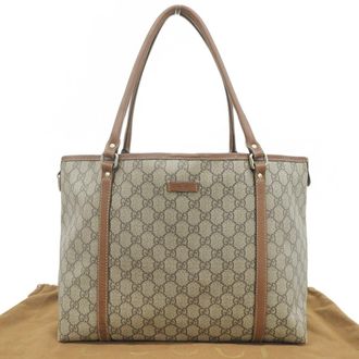 Gucci Beige Brown Gg Supreme Leather Handbag Shoulder Bag Tote Bag (Pre-Owned)