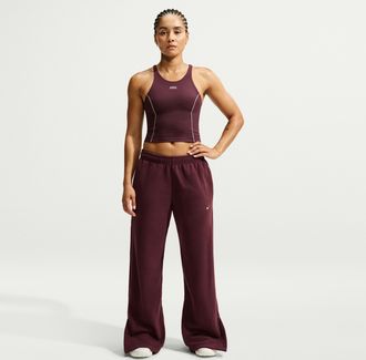 Nike Womens One Therma-FIT Mid-Rise Wide-Leg Pants in Purple | IX7289-658