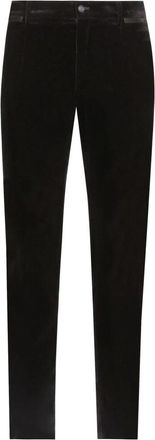 Dolce & Gabbana Zwarte Katoen-Zijde Rechte Pijp Broek - Heren - Slim Fit Broeken - Zwart - XL - Katoen - Broeken