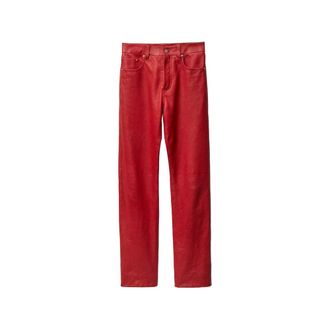Versace Leather Pant - female - Versace - Leather Trousers - Red - S - Trousers