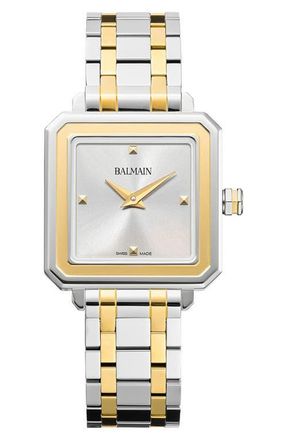 Balmain Squared Bracelet Watch, 32mm in Silver/two Tone Steel at Nordstrom