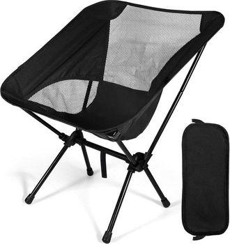 OEM Silla Plegable De Camping - Silla Ligera - Para Relajarse Al Aire Libre - Capacidad De Carga De 110 Kg - 30x12x15 Cm - Negra