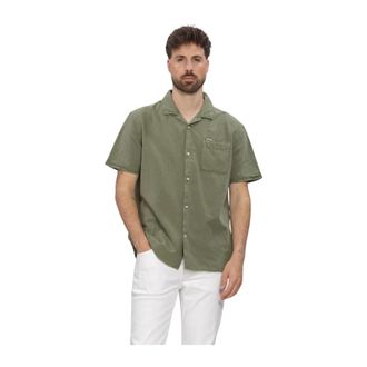 Barbour Heren Overhemden Landkey Overdyed - Heren - Korte mouwen Overhemden - Groen - XL - Overhemden