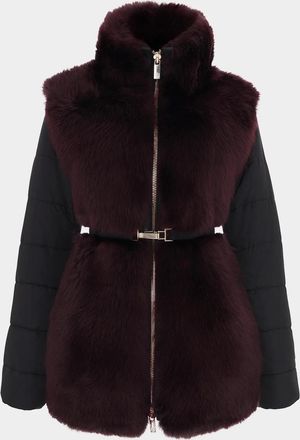 Gorski Select Lamb Shearling Belted Jacket with Quilted Sleeves and Back