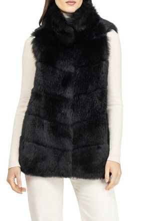 Gorski Genuine Shearling Vest, Reversible in Black/black at Nordstrom, Size X-Small