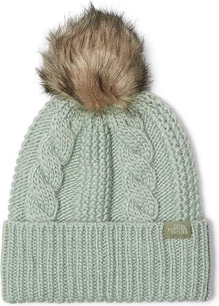 The North Face Womens Oh Mega Fur Pom Beanie Traditional Hats Slate Moss, Polyester