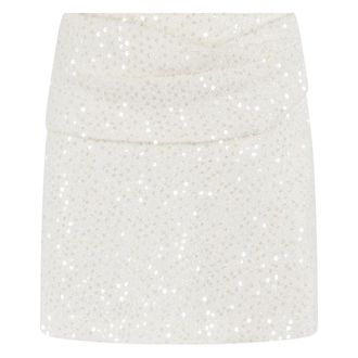 Iro Iro, Rokken, Dames, Wit, M, Pailletten, Ivoor Pailletten Bouclè Draped Jurk