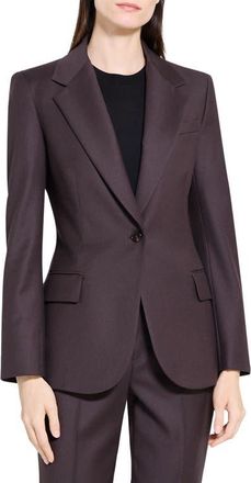 Theory Lynnia Sleek Virgin Wool Blazer in Cacao at Nordstrom, Size 14