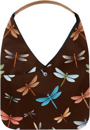 Generic Dragonfly Reusable Lightweight Grocery Bags - Foldable Into Compact Pouch, Washable & Sturdy, Multipurpose for Shopping and Travel