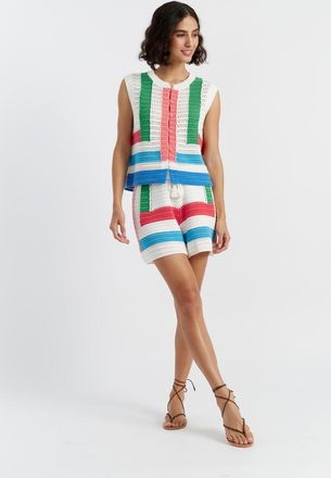 Chinti and Parker Cream Cotton Capri Shorts