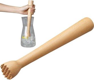 OEM Mortero De Madera Para C&oacute;cteles - Cuchara Mezcladora - Preparaci&oacute;n De C&oacute;cteles - Dise&ntilde;o Ergon&oacute;mico - 25 Cm - Beige