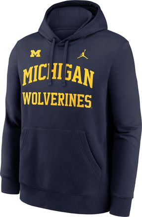 Nike Jordan Michigan Primetime Arched Club Nike Mens College Pullover Hoodie in Blue | NKDK41SMWN-NHF