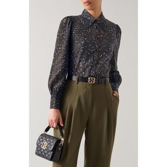 L.k. Bennett Sonya Puff Shoulder Silk Shirt in Khaki at Nordstrom Rack, Size 0 Us / 4 Uk