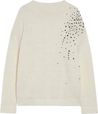 Pennyblack Oversized Trui met Strass - Dames - Coltruien - Wit - S - Wol - Truien & Vesten