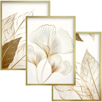 OEM Im&aacute;genes P&oacute;sters Marco Dorado Tr&iacute;ptico En Marco Decoraci&oacute;n De Pared Para El Dormitorio