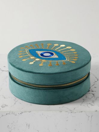 L'atelier Nawbar Portagioie Grande In Velluto Ricamato Rebel Eye - Blu