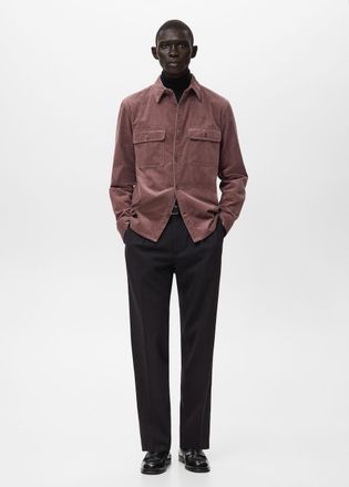 Mango Sovracamicia velluto a coste tasche bordeaux - Uomo - XXL - MANGO MAN