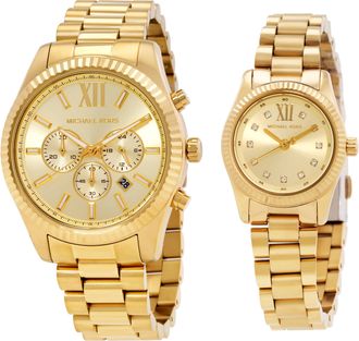 Michael Kors Quartz Lexington His and Hers Gold-Tone Watch Set MK4950SET