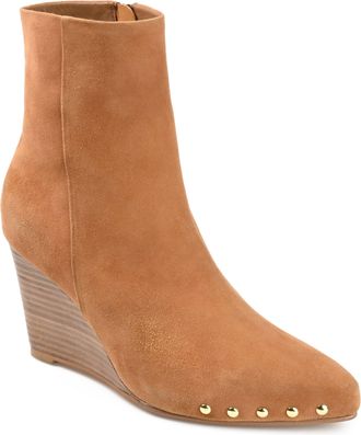 Journee Collection Womens Genuine Leather Reeya Almond Toe Wedge Ankle Booties