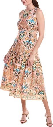Adrianna Papell Gathered Side Cutout Midi Dress