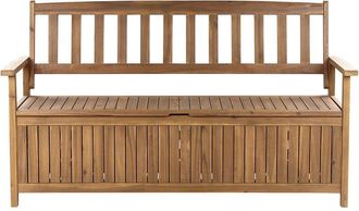 Beliani Beliani - Banco De Jard&iacute;n De Madera De Acacia Clara 160 Cm 3 Plazas Almacenaje Sovana