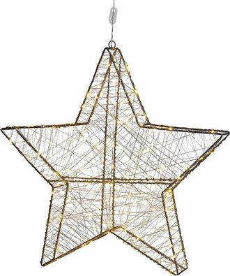 Beliani Decoraci&oacute;n Figura Led Metal Plateado Hadas Forma De Estrella 58 X 58 Cm Interiores Exteriores Kurula