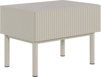 Selsey Selsey Veldio New - Mesita De Noche Con Frente Acanalado Y Caj&oacute;n, Greige, 50 Cm