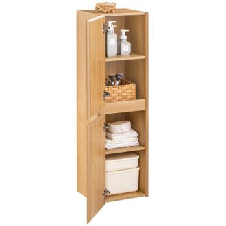 SoBuy Sobuy - Armario Alto de Baño Colgante Mueble Columna de Baño con 2 Puertas y 4 Estantes 35 x 30 x 120 cm Blanco BZR175-N es