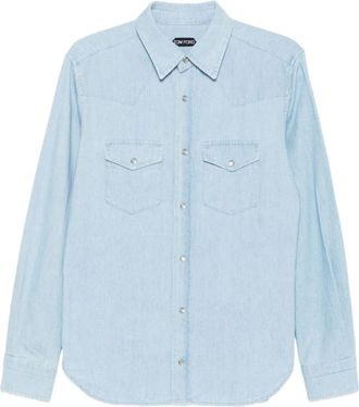 Tom Ford Heldere Blauwe Stijlvolle Overhemden - Heren - Spijkeroverhemden - Blauw - 2XL - Overhemden