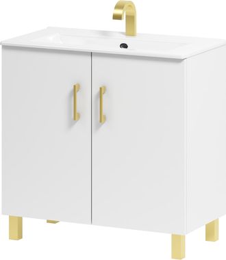 OEM Mueble De Ba&ntilde;o Viki 80 Con Lavabo, Blanco (dorado)