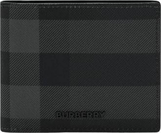 Burberry Check Slim Bifold Wallet - Heren - Portefeuilles - Zwart - ONE Size - Katoen - Accessoires