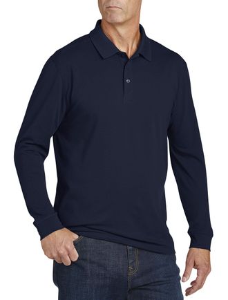 Cutter & Buck Mens Big and Tall Big & Tall 35+UPF, Long Sleeve Advantage Polo Shirt, Liberty Navy, XXXL Big