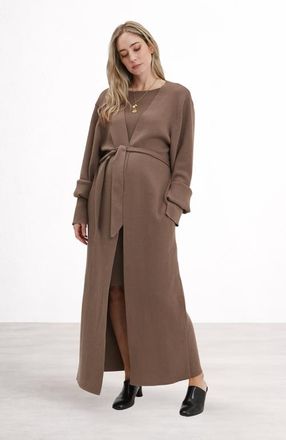Nom Maternity Emaline Cardigan in Taupe at Nordstrom, Size X-Large