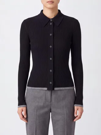Roberto Collina Cardigan a polo slim fit in lana merino a coste