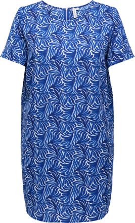 Only Carmakoma Sommerkleid ONLY CARMAKOMA CARLUX SS TUNIC DRESS WVN NOOS, Damen, Gr. 42, N-Gr, blauprint aop:dreamy leaves, Web, Obermaterial: 97% Polyester, 3% Elas